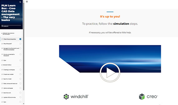 Vidéo de la Learn Box présentant Windchill et Creo.